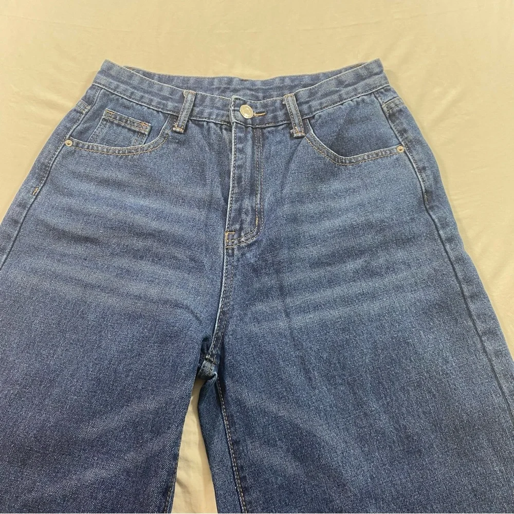 Blue Wide Leg Flare Jeans Women’s 6 Classic Style Baggy Boho Grunge loose fit